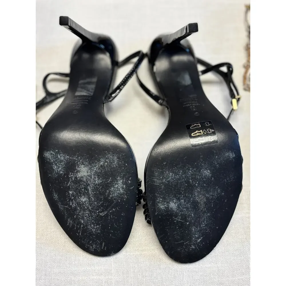 Schutz Black Patent Strappy Stiletto Heels Size 9